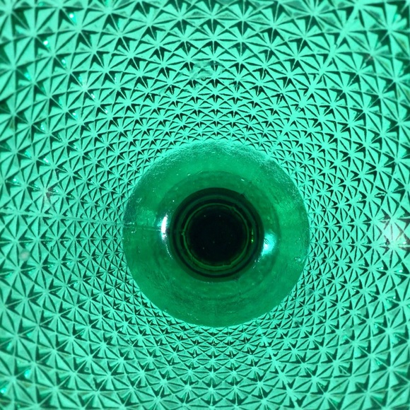 Vintage Diamond Cut Ruffled Edge Teal Pedestal Glass Candy Dish - Picture 7 of 8